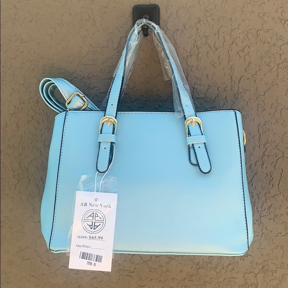 Boutique Handbags - NWT Boutique Small Shimmer Blue Crossbody